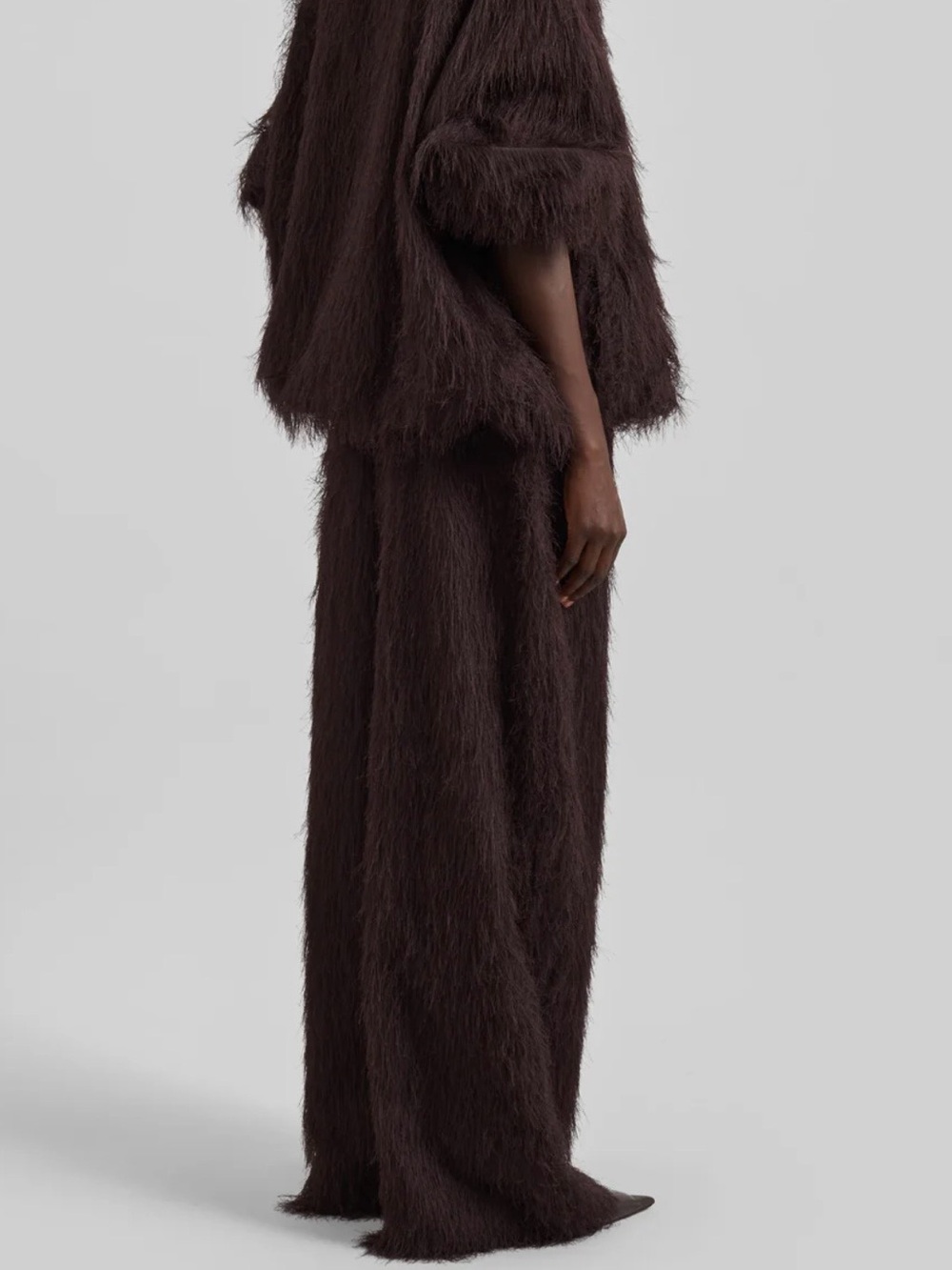 The Frankie Shop Dark Brown Baxter Fringed Track Pants Wide-Leg